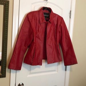 Red leather jacket